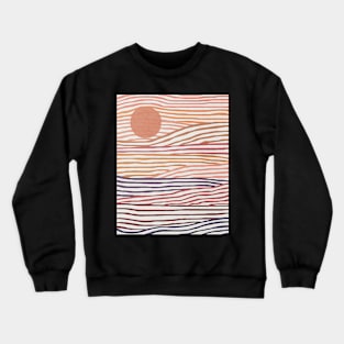 Abstract sun landscape, Mid century art print Crewneck Sweatshirt